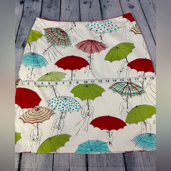 ITW Claude Brown Umbrella Graphic Multicolor Fun Teacher Preppy A-Line Skirt 6 - Picture 9 of 10